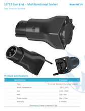 Load image into Gallery viewer, V2L Vehicle to Load Adapter - J1772 Plug (North America) to AC Outlet - Mak Electric Vehicle Battery Power Source
